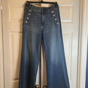 White House Black Market High Rise Wide Leg Nautical Jeans in Blue NWT